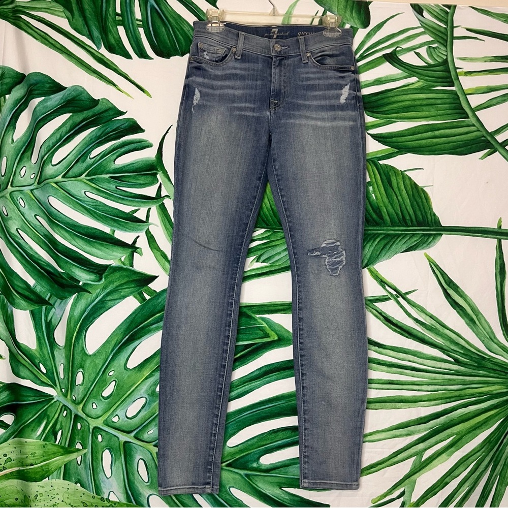 7 For All Mankind 27 Gwenevere Light Wash Skinny Spring College School Jeans
